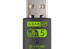 GearUP 600Mbps Dual Band WiFi + Bluetooth Adapter For Windows PC/Laptop- (Driver Free Version, WiFi Hotspot Supported, 2.4GHz + 5GHz)